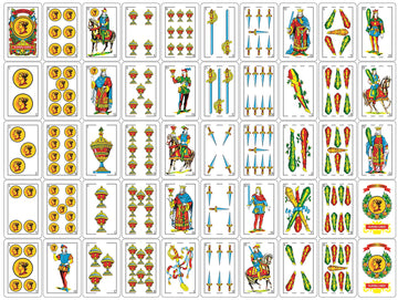 Liliane Collection Spanish Playing Cards - 2 Full Decks, 50 Smooth Plastic Coated Cards, Artistic Traditional Design, Gold