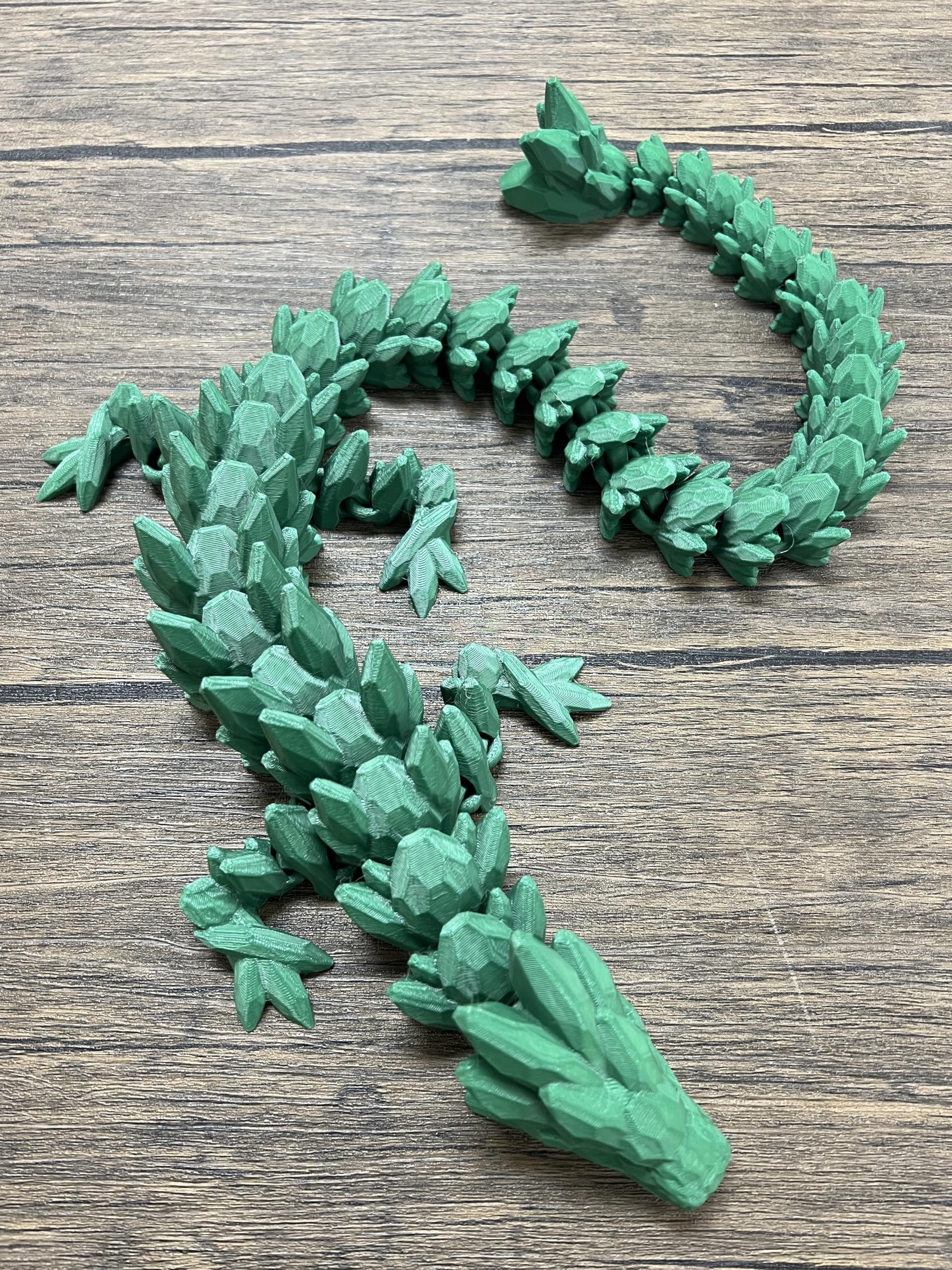 Munnygrubbers - Xl 26' Crystal Dragon Fidget Toy - Heavy Duty - 3D Printed Flexible Articulating Dragon Plastic Collectible Figurine - Surprise Egg Compatible - (Green Dragon)