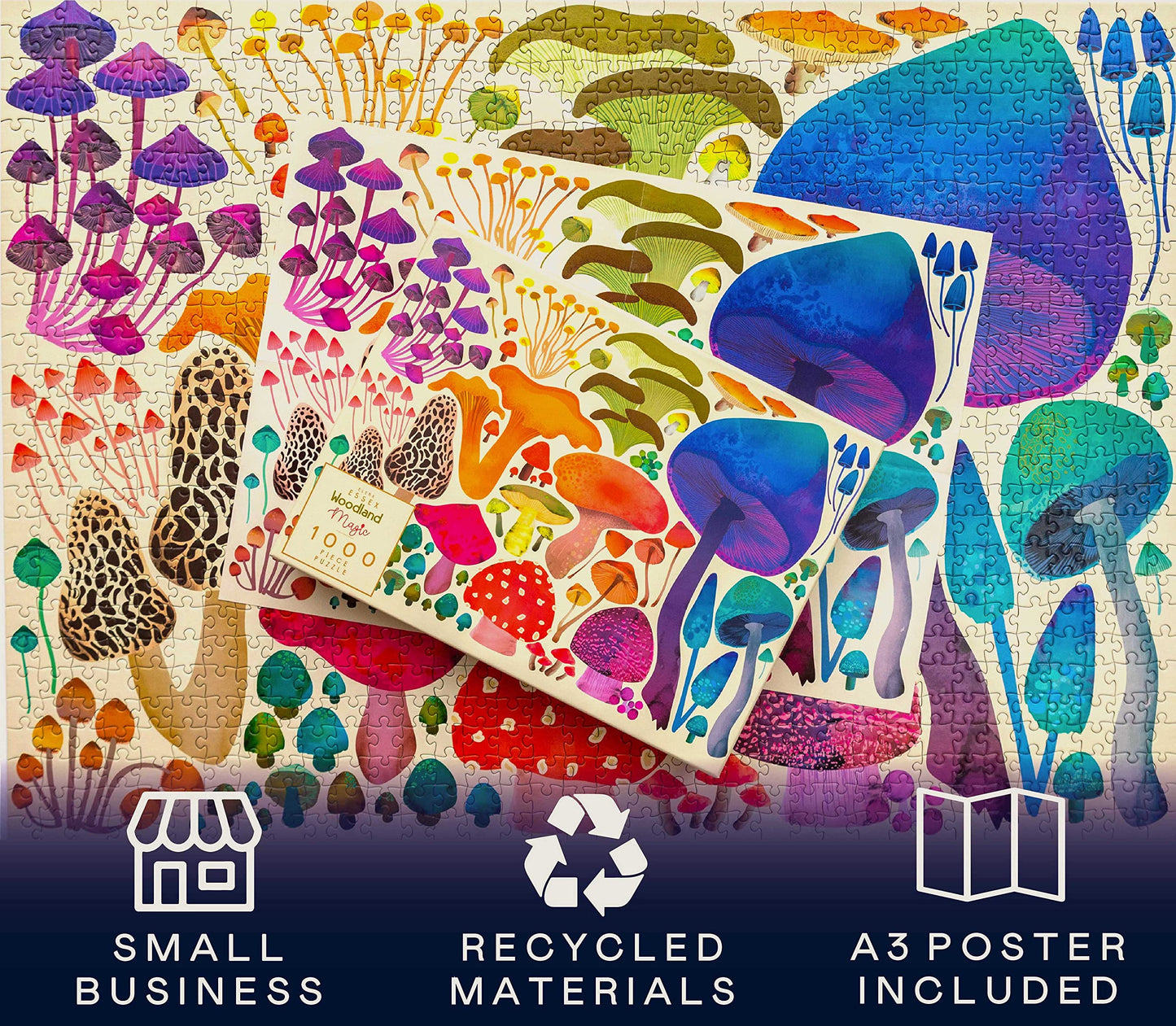 Elena Essex 1000 Piece Puzzle For Adults - Woodland Magic | Jigsaw Puzzles 1000 Pieces | Mushroom Toadstool Nature Wildlife Puzzle | 28X20Inches