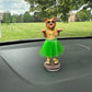 Yorkieshire Terrier Polyresin Figurine Hula Dog For Car Dashboard