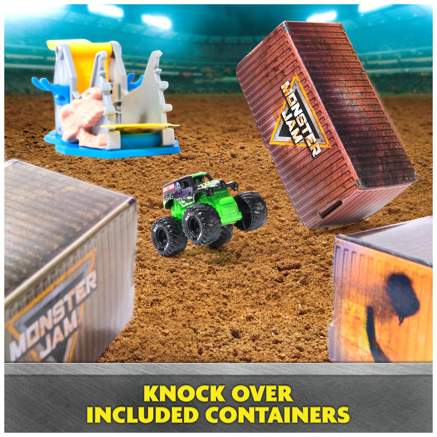 Monster Jam Mini Jams, Earthshaker Boneyard Blaster Mega Frenzy Playset With 10 Mini Trucks, Kids Toys For Ages 3 And Up