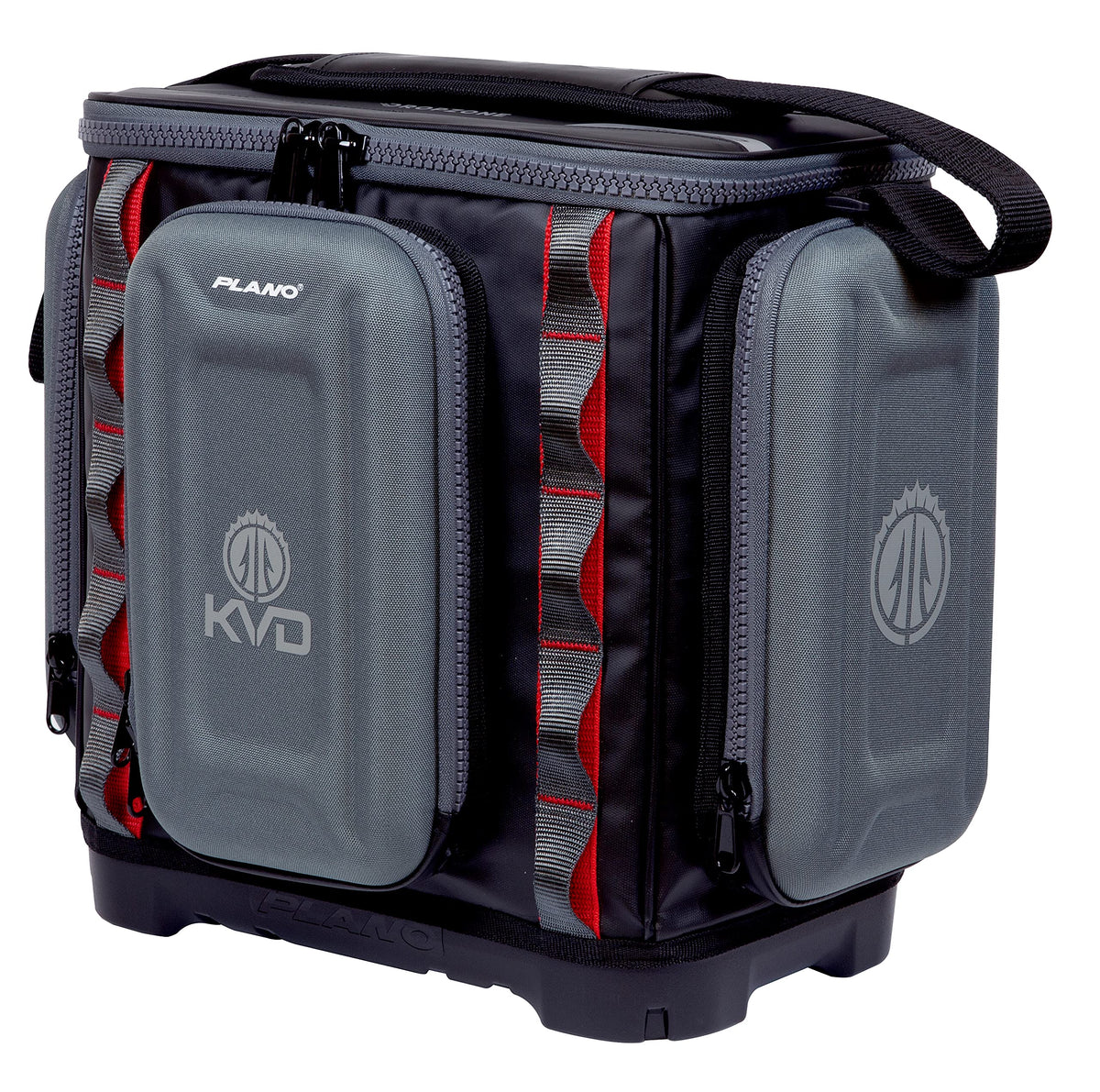 Plano KVD 3600 Signature Series Tackle Bag, Black with Red Stitching, Includes 3 Stowaway Utility Boxes, Customizable Fishing St