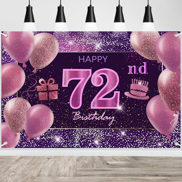 72Nd Birthday Decorations For Girls Imisi Happy Birthday Banner Pink Decorations For A Party Birthday Backdrop For Women
