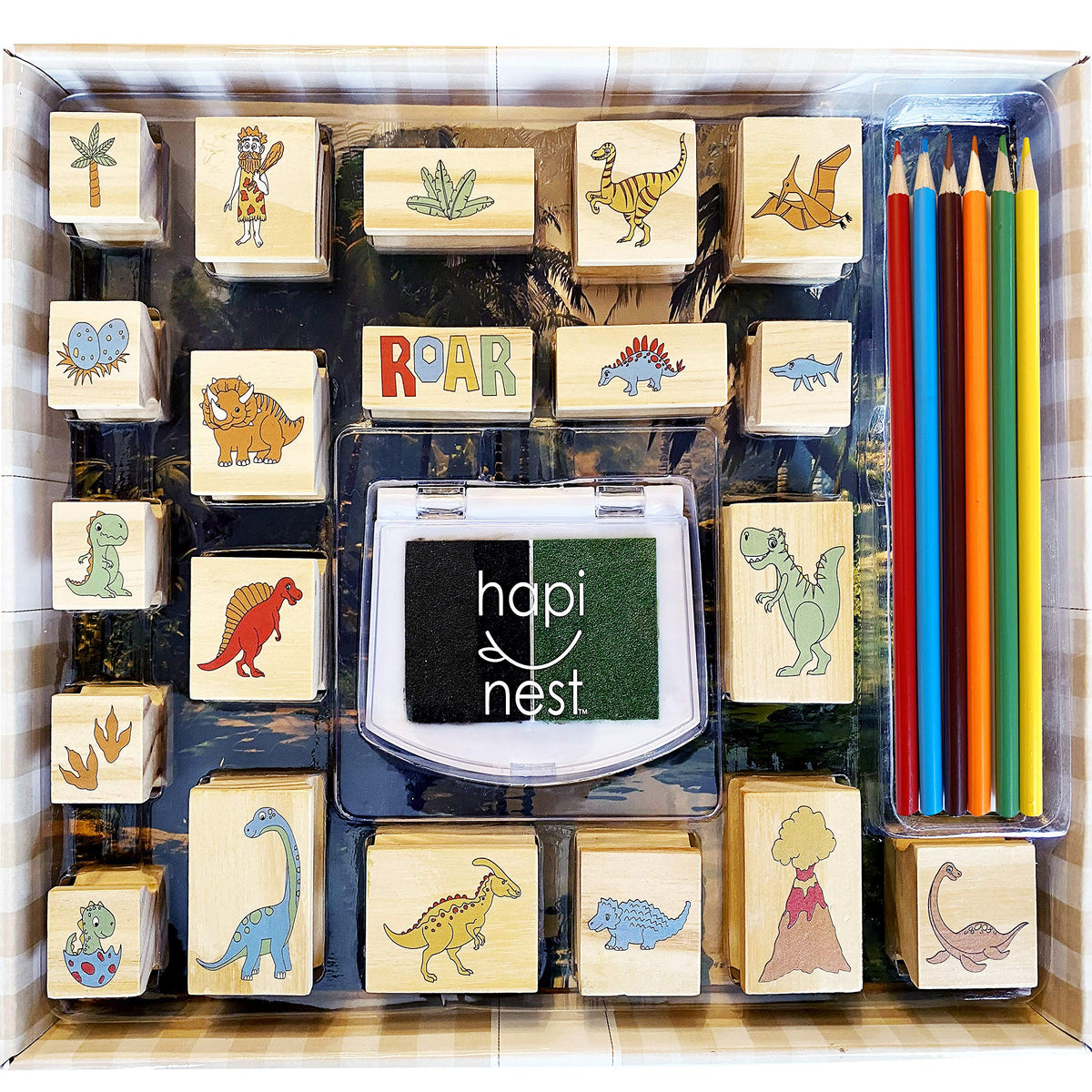 Hapinest Dinosaur Stamp And Sticker Activity Set For Kids Boys And Girls Gifts Ages 4 5 6 7 8 9 10 Years Old