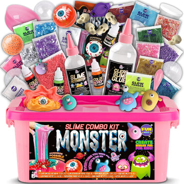 Cute Toy Monster Slime Kit For Girls Ages 6-12, Funkidz Glow In Dark Slime Making Kit For Kids Make Soft Slime Balls With Photochromic Powder Kid Ideal Party Gifts