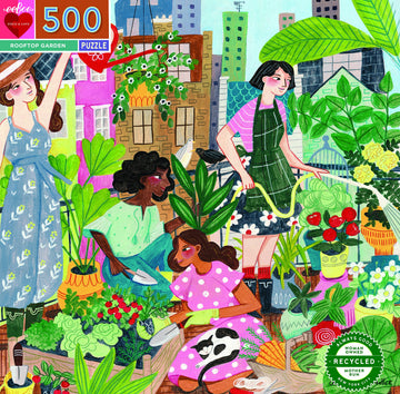 eeBoo: Piece and Love Rooftop Garden 500 Piece Square mature-themed Jigsaw Puzzle  Jigsaw Puzzle for mature-themeds and Families  Includes Glossy  Sturdy Pieces and Minimal Puzzle Dust
