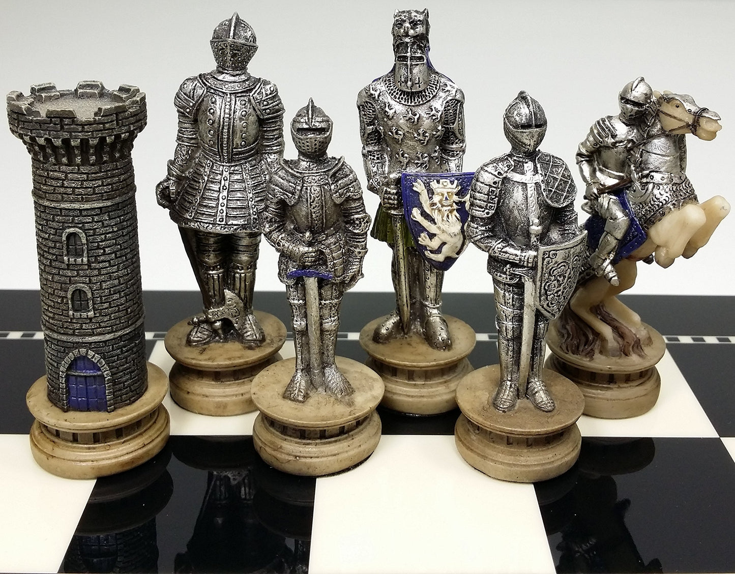 HPL Medieval Times Chess Set - Gold and Silver Armored Warrior Knights - Model 43227-1572 - Resin Pieces - No Board Included