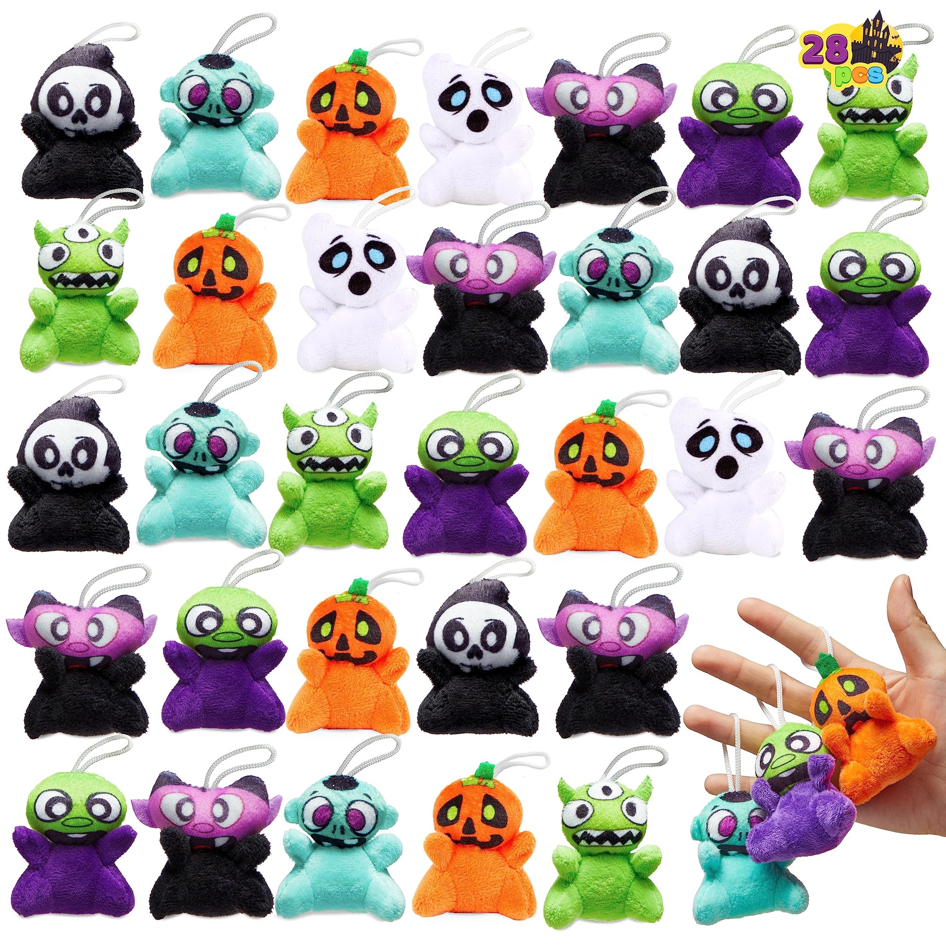 Joyin 28 Pcs Halloween Mini Plush Toy Assortment With 7 Halloween Characters, Mini Halloween Plush Toy For Kids Halloween Party 