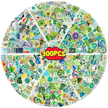 Gtotd Earth Day Plant Nature Green Vegan Stickers(300Pcs) Gifts Recycle Environmental Conservation Earth Merch Party Favors Decor Decals Vinyls For Laptop Waterbottle Phone Teens Girls.