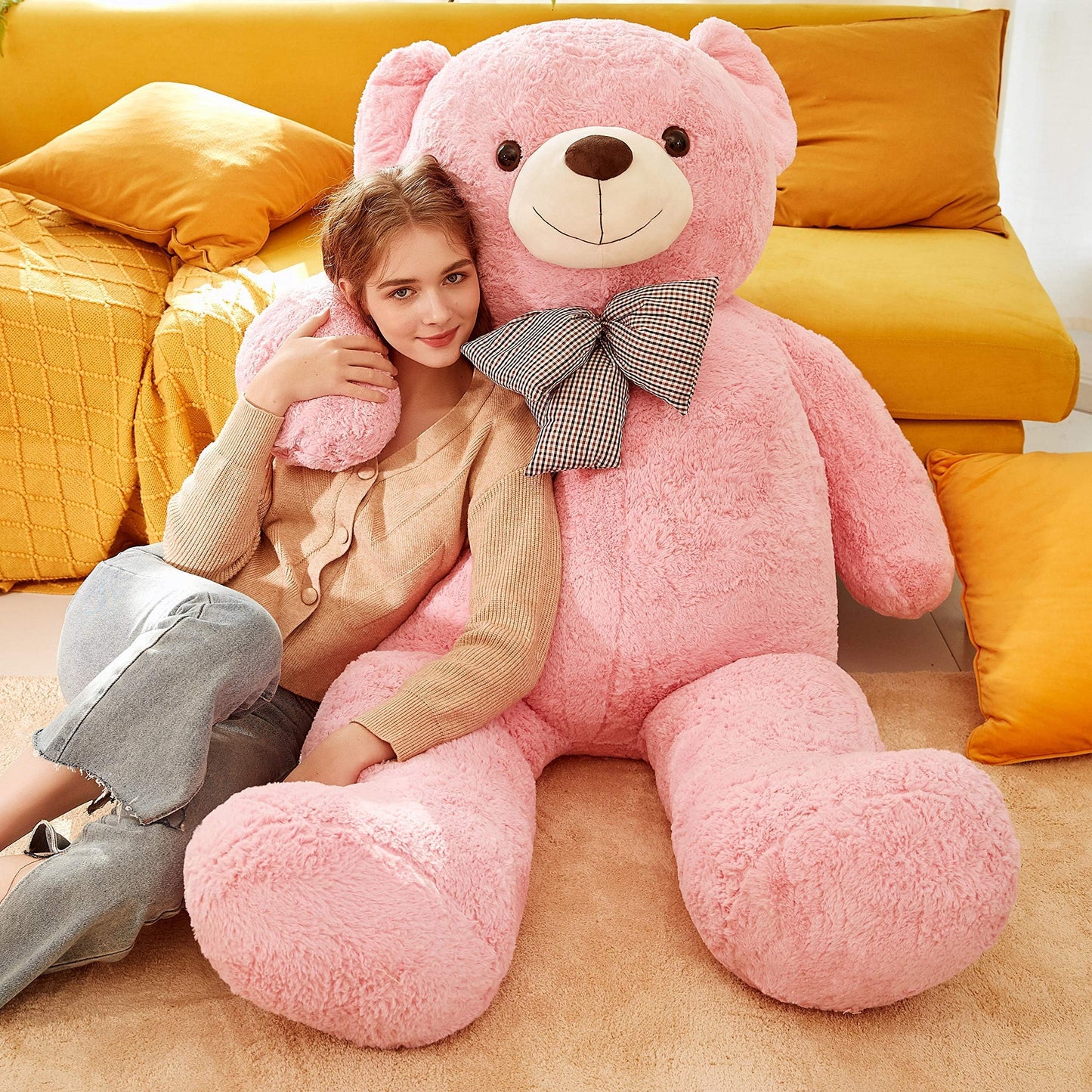 Ikasa Giant Teddy Bear Plush Toy Stuffed Animals (Pink, 59 Inches)