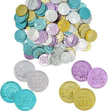 The Dreidel Company Plastic Coins, I was Caught Being Good, Educational & Classroom Learning Activities Party Favor (100-Pack)
