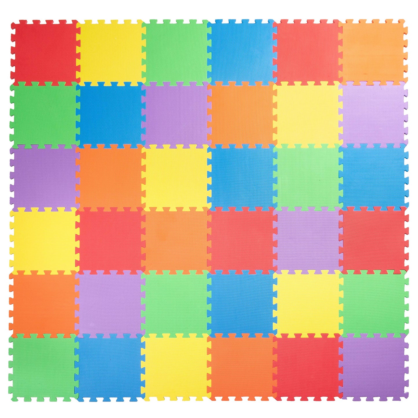 Non-Toxic Extra-Thick 36 Piece Children Play & Exercise Mat - Comfortable Cushiony Foam Floor Puzzle Mat, 6 Vibrant Colors For Kids & Toddlers