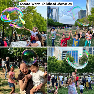 Bubbleventi Giant Bubble Kit - Includes 2 Wooden Wands, Tips Booklet, 1 Bubble Mix - Makes 4 Gallons of Big Bubbles - Made in USA