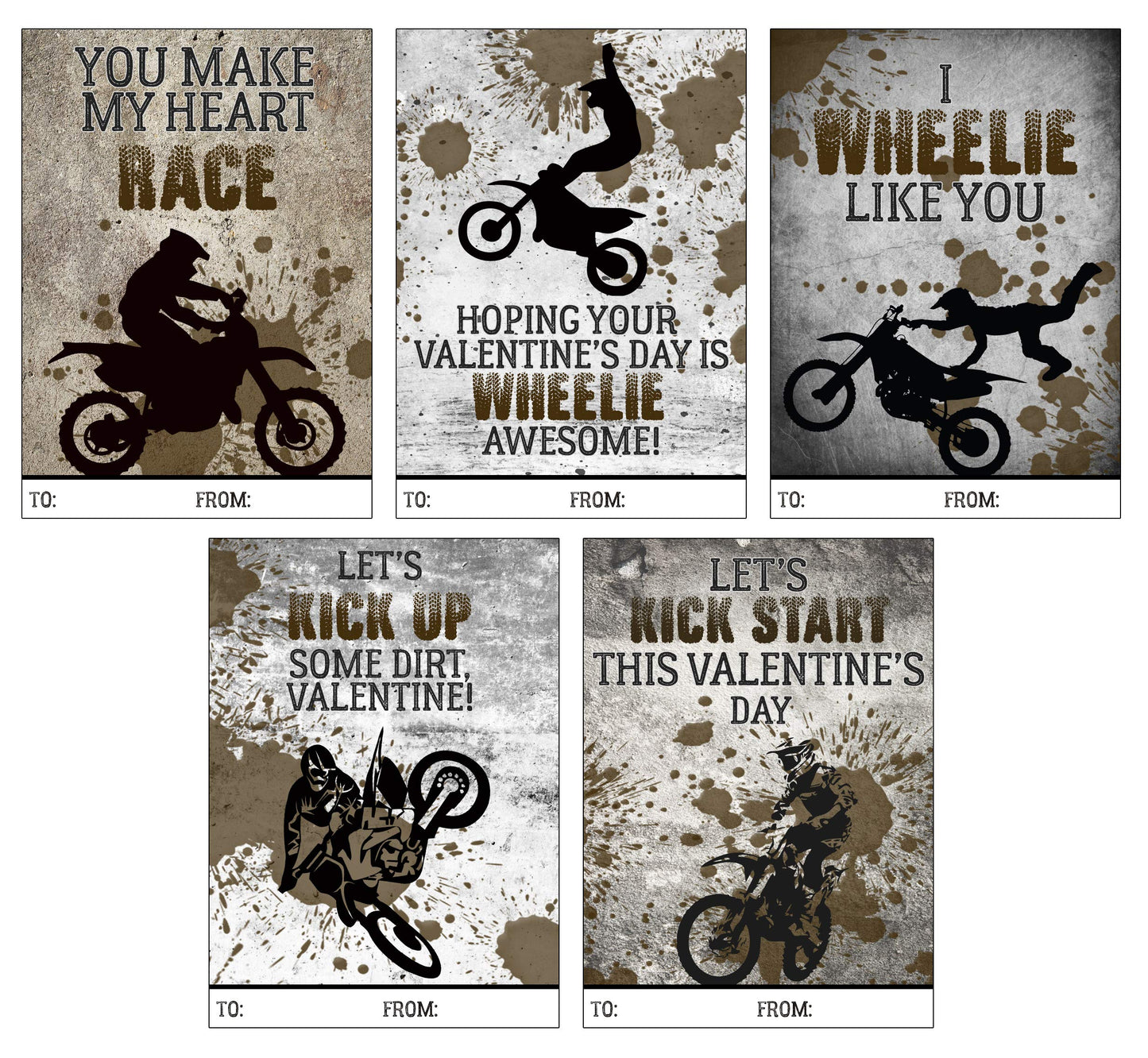 Silly Goose Gifts Dirt Bike Motorcycle Motor Themed Kid Valentine'S Day Card Set (Set Of 25) Valentine School Classroom Sharing