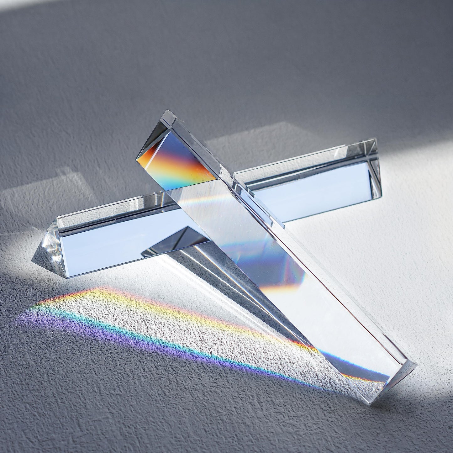 Qfkris 2 Pack 6Inch K9 Crystal Optical Glass Triangular Prism Clear Triple Prism For Photography Effects Physics Teaching Light Spectrum Optics Kits,Clear