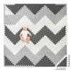Play Platoon Non-Toxic Extra-Thick 96 Piece Triangle Play Mat - Comfortable 6X6Ft Cushiony Foam Floor Puzzle Exercise Mat For Kids & Toddlers - Gray & Cream