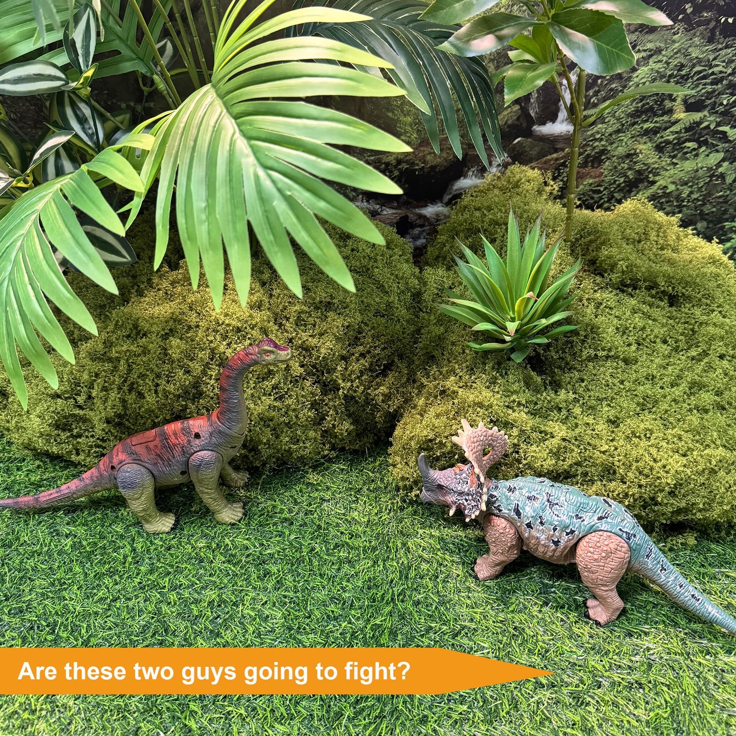 Eku Easyku Dinosaur Toys Styracosaurus Brachiosaurus Eudimorphodon With Wing Flapping Action, Movable Head Attack Motion