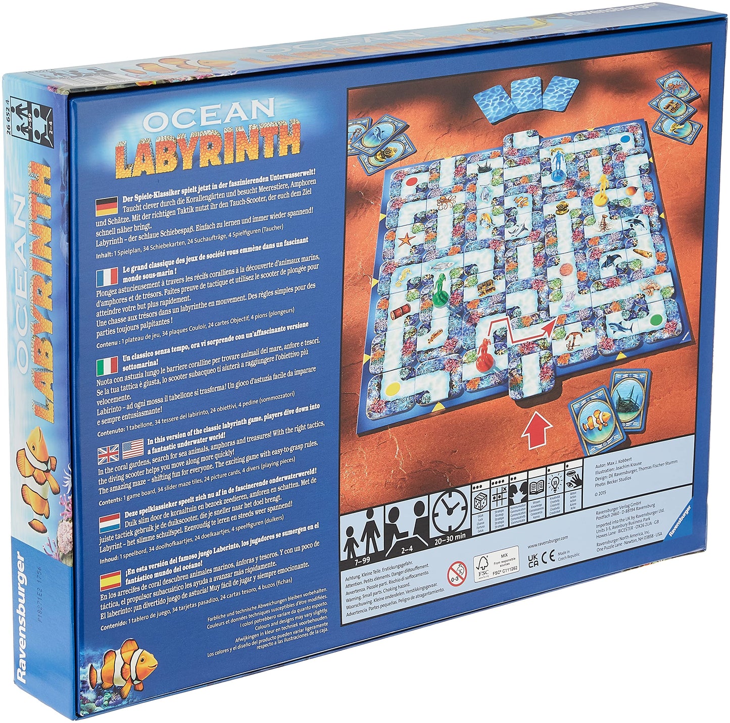 Ravensburger Ocean Labyrinth Board Game - Engaging Family Fun for Ages 7+, Cardboard, Model 26652