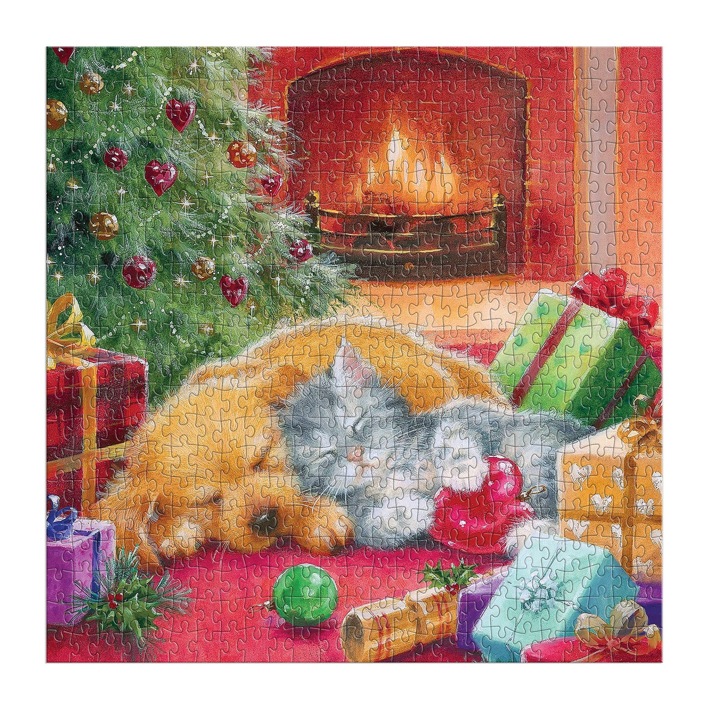Galison Good Puzzle Co. Warm by The Fireplace Puzzle - 20" x 20", Cardboard, Model 9780735378117