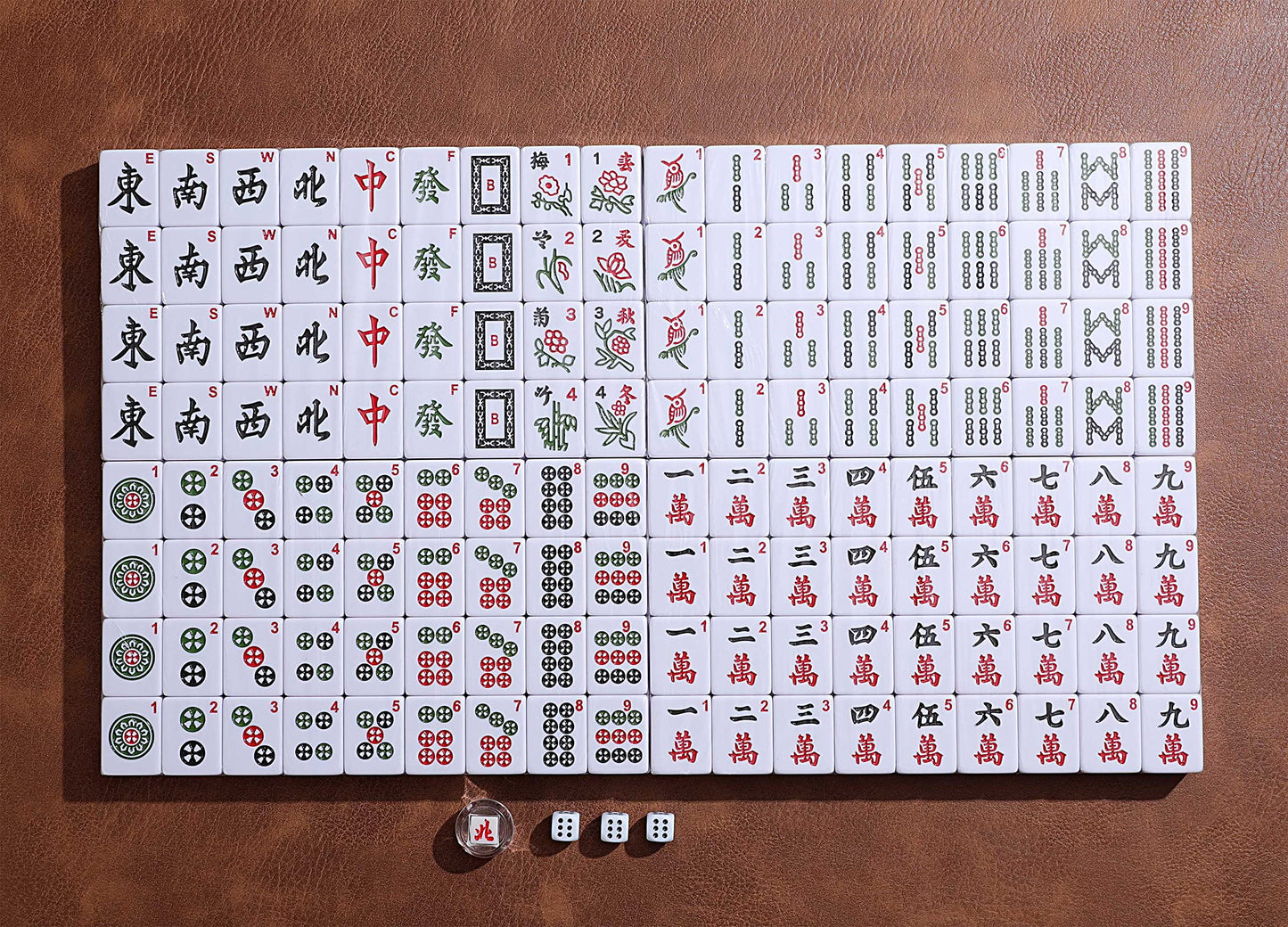 Mose Cafolo Professional Chinese Mahjong Game Set 146 Numbered Large Size Tiles With Carrying Travel Case, Complete Mahjong Tile