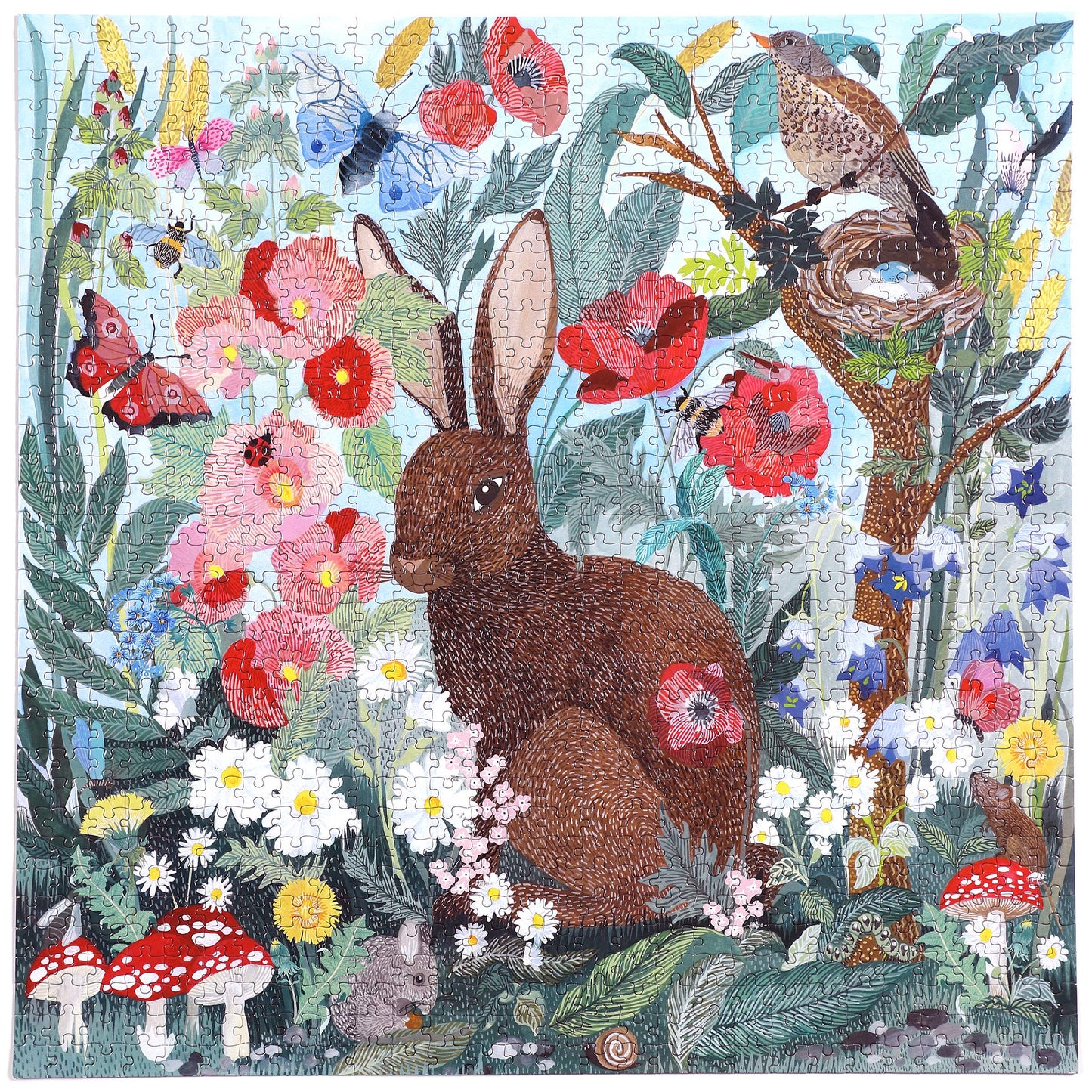 eeBoo: Piece and Love Poppy Bunny 1000-piece square mature-themed Jigsaw Puzzle  Jigsaw Puzzle for mature-themeds and Families  Includes Glossy  Sturdy Pieces and Minimal Puzzle Dust