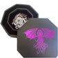 Fantasydice-Cthulhu Tome-Purple- Dice Tray - 8'' Octagon with Lid and Dice Staging Area- Holds 5 Sets(7 Dice Set/Standard) for A