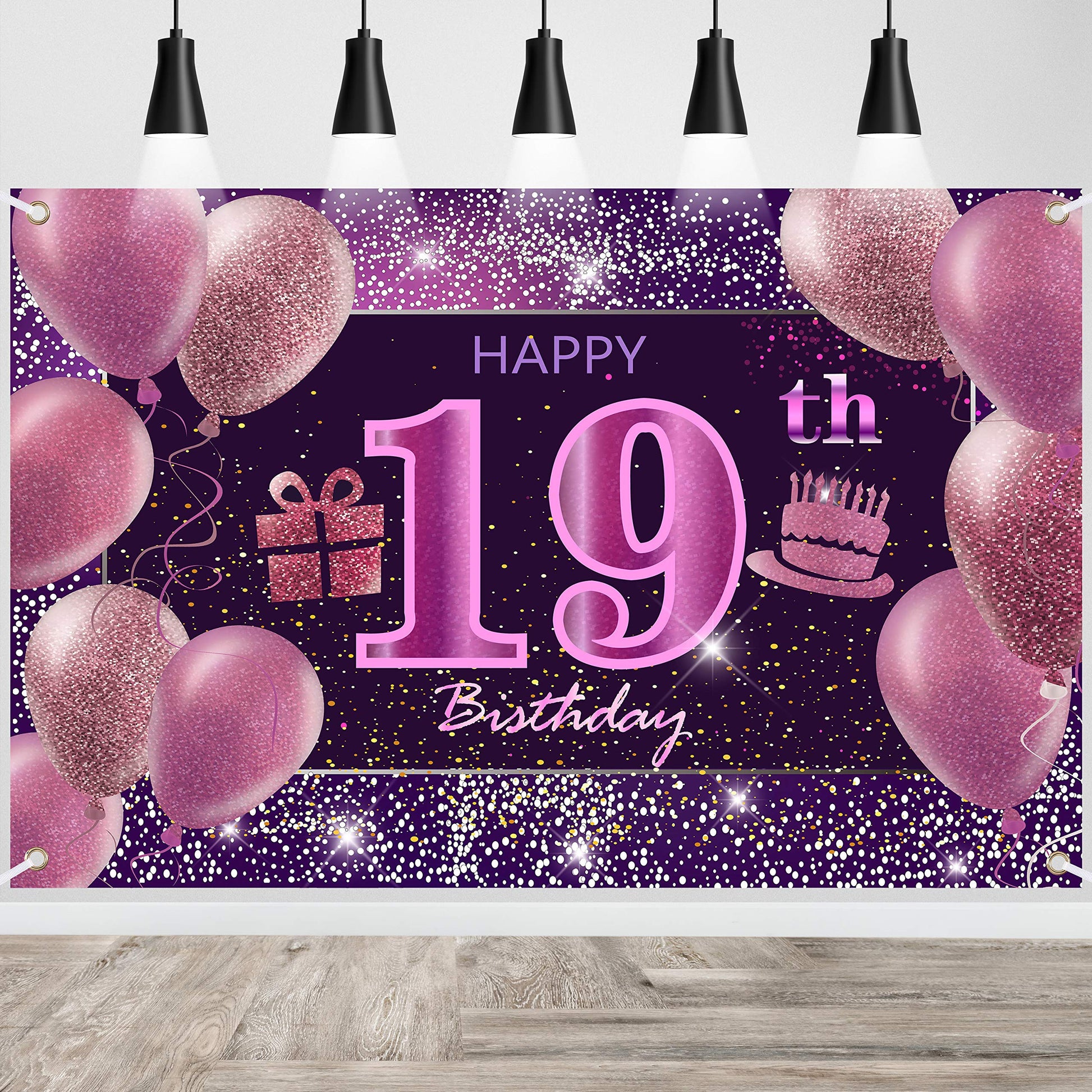 19Th Birthday Decorations For Girls Happy Birthday Banner Pink Decorations For A Party Birthday Backdrop For Women