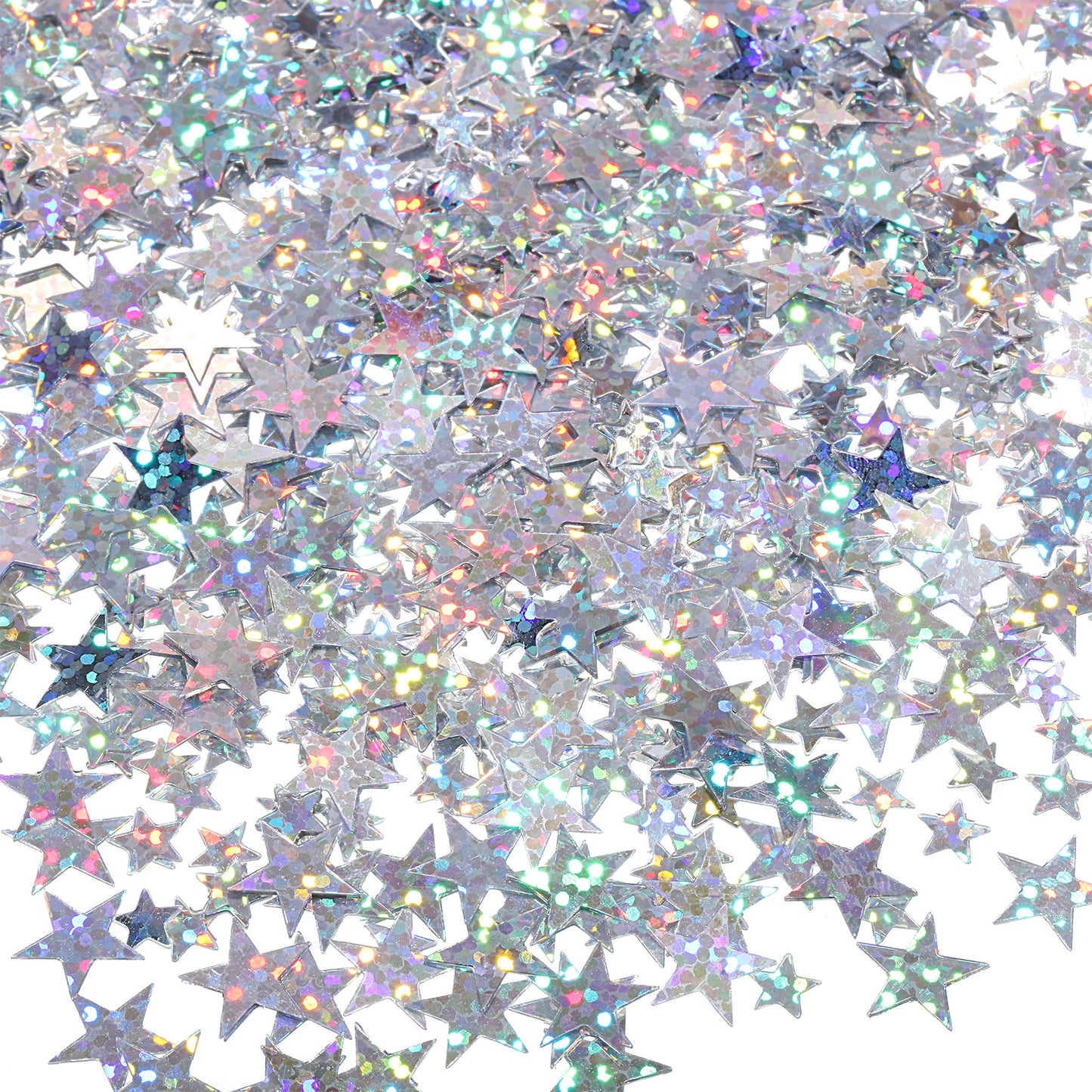 HESTYA 60g Star Confetti Glitter Star Table Confetti Metallic Foil Stars for Party Wedding Festival Decorations (Glitter Silver,