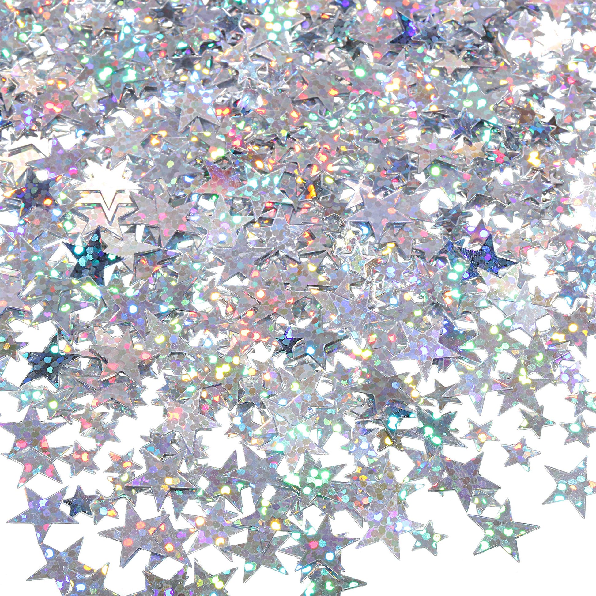 HESTYA 60g Star Confetti Glitter Star Table Confetti Metallic Foil Stars for Party Wedding Festival Decorations (Glitter Silver,