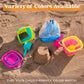Sloosh 3 Packs Foldable Bucket - Collapsible Bucket with Sand Shovels and Mesh Backpack for Kids Toddlers Beach Toys, Easter Egg