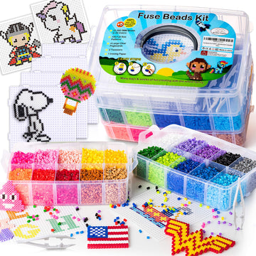 XXL Fuse Beads kit, Melty Beads Melting Beads for Kids Crafts | Iron Beads for Kids kit - Fuse Beads pegboards, pearler Beads. H