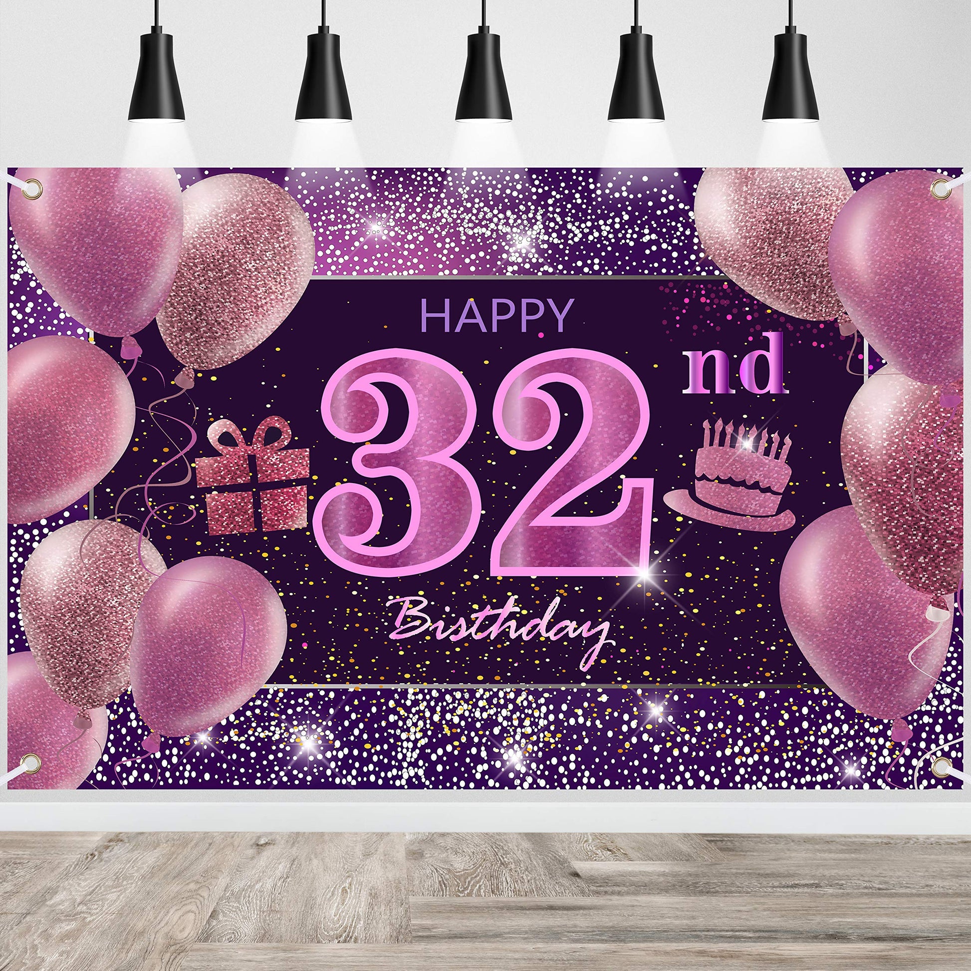 32Nd Birthday Decorations For Girls Imisi Happy Birthday Banner Pink Decorations For A Party Birthday Backdrop For Women