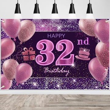 32Nd Birthday Decorations For Girls Imisi Happy Birthday Banner Pink Decorations For A Party Birthday Backdrop For Women