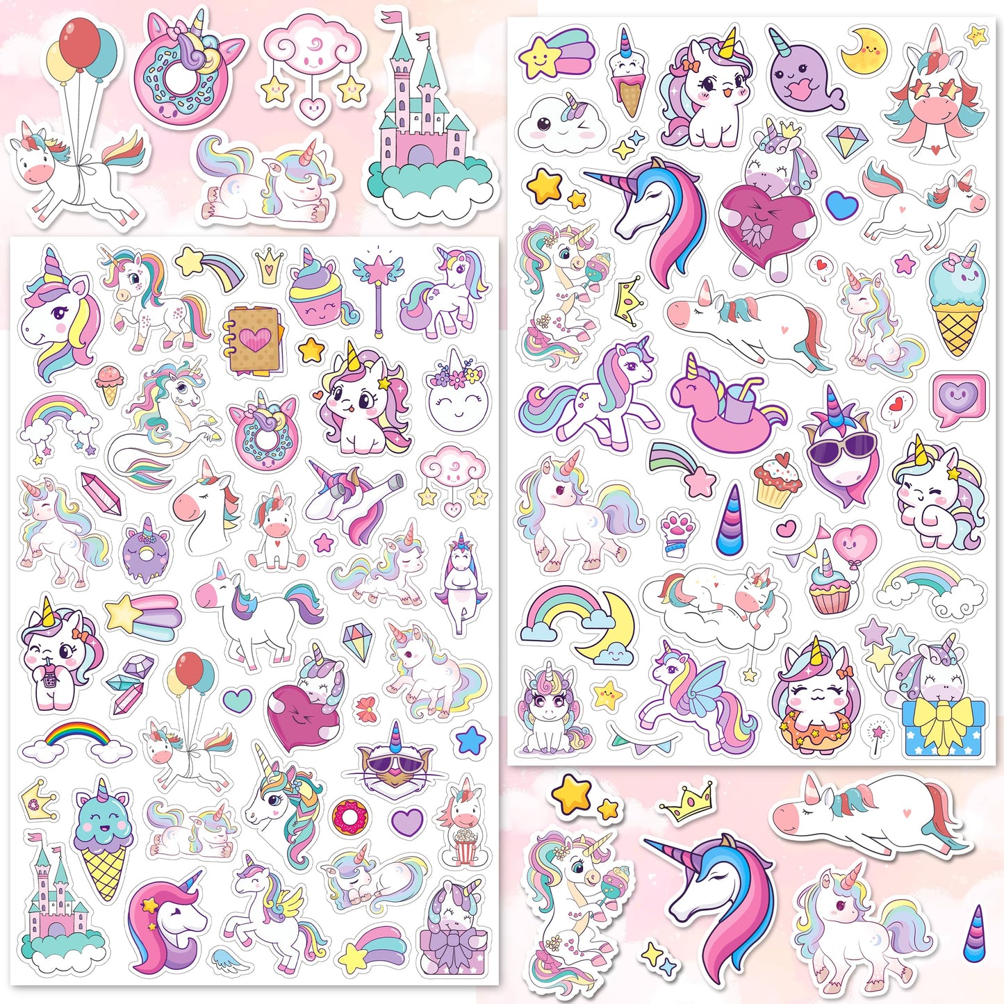 Linaye 24 Sheets Unicorn Stickers For Kids Girls, 1100 Pcs Cute Unicorn Stickers For Scrapbooking,Water Bottles,Envelopes,Gifts