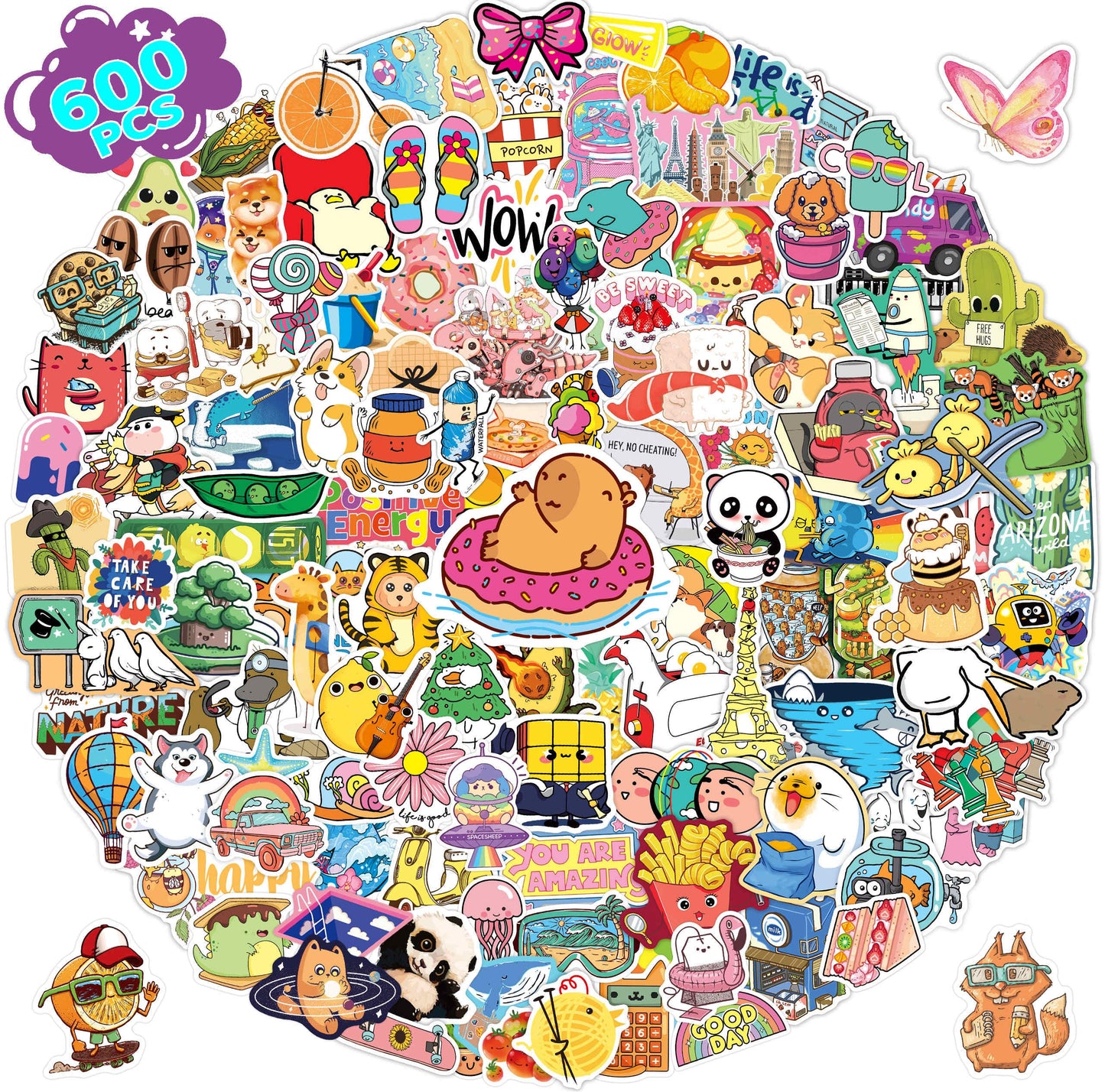 Qkilisy 600Pcs Cute Stickers For Kids Teens, Water Bottle Stickers Vinyl Waterproof Stickers For Classroom, Vsco Aesthetic Stick