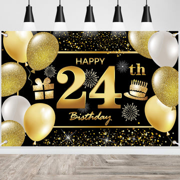 24Th Happy Birthday Banner Birthday Decorations For Men Birthday Party Decorations Birthday Backdrop