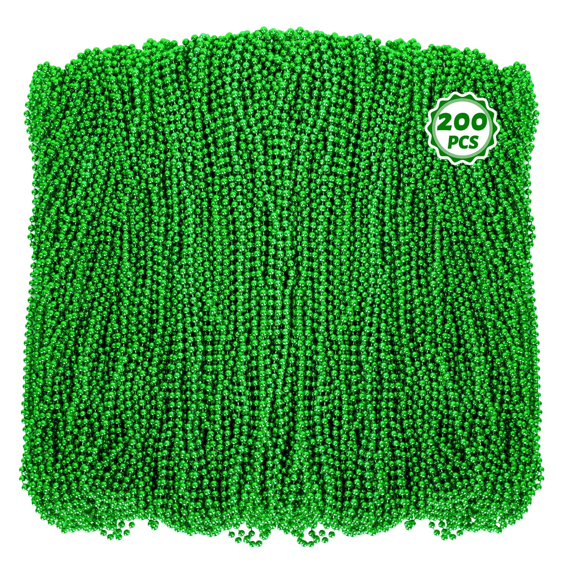 200 Pcs Beaded Necklaces, 33'' Mardi Gras Beads, St Patricks Day Bead Necklace, Green Accessories Parade Throws Bulk For Baby Sh