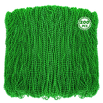 200 Pcs Beaded Necklaces, 33'' Mardi Gras Beads, St Patricks Day Bead Necklace, Green Accessories Parade Throws Bulk For Baby Sh