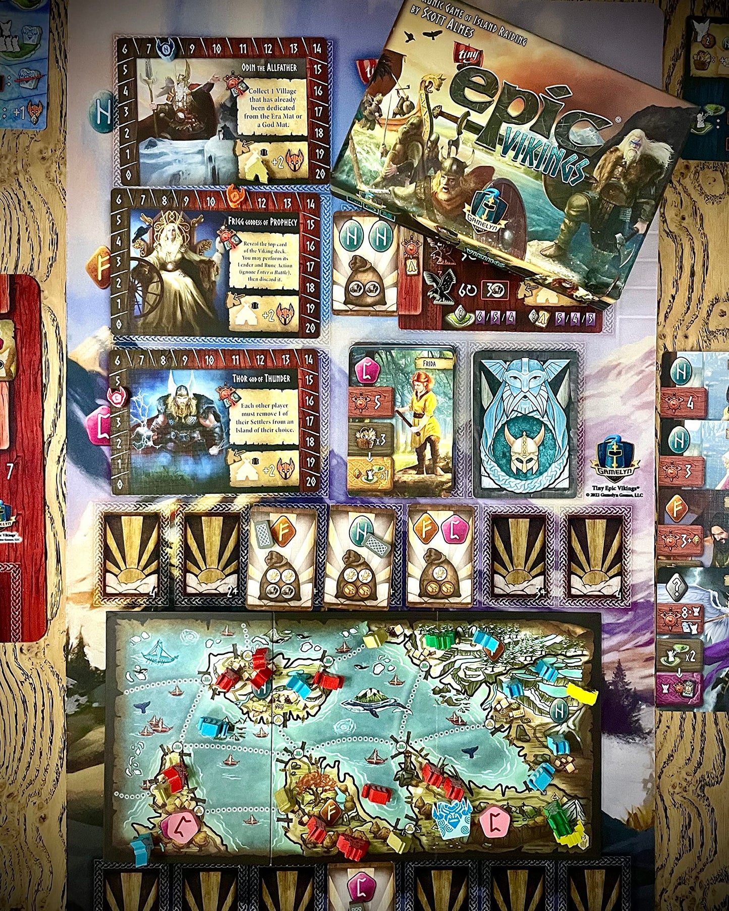 Gamelyn Game Tiny Epic Vikings Fast Playing 1-4 Players First Tri-Foldable Strategy War Board Games for mature-themed  Wooden Components  with Settlers  Boats  & Temples | Collect Rune Stone SeVictory