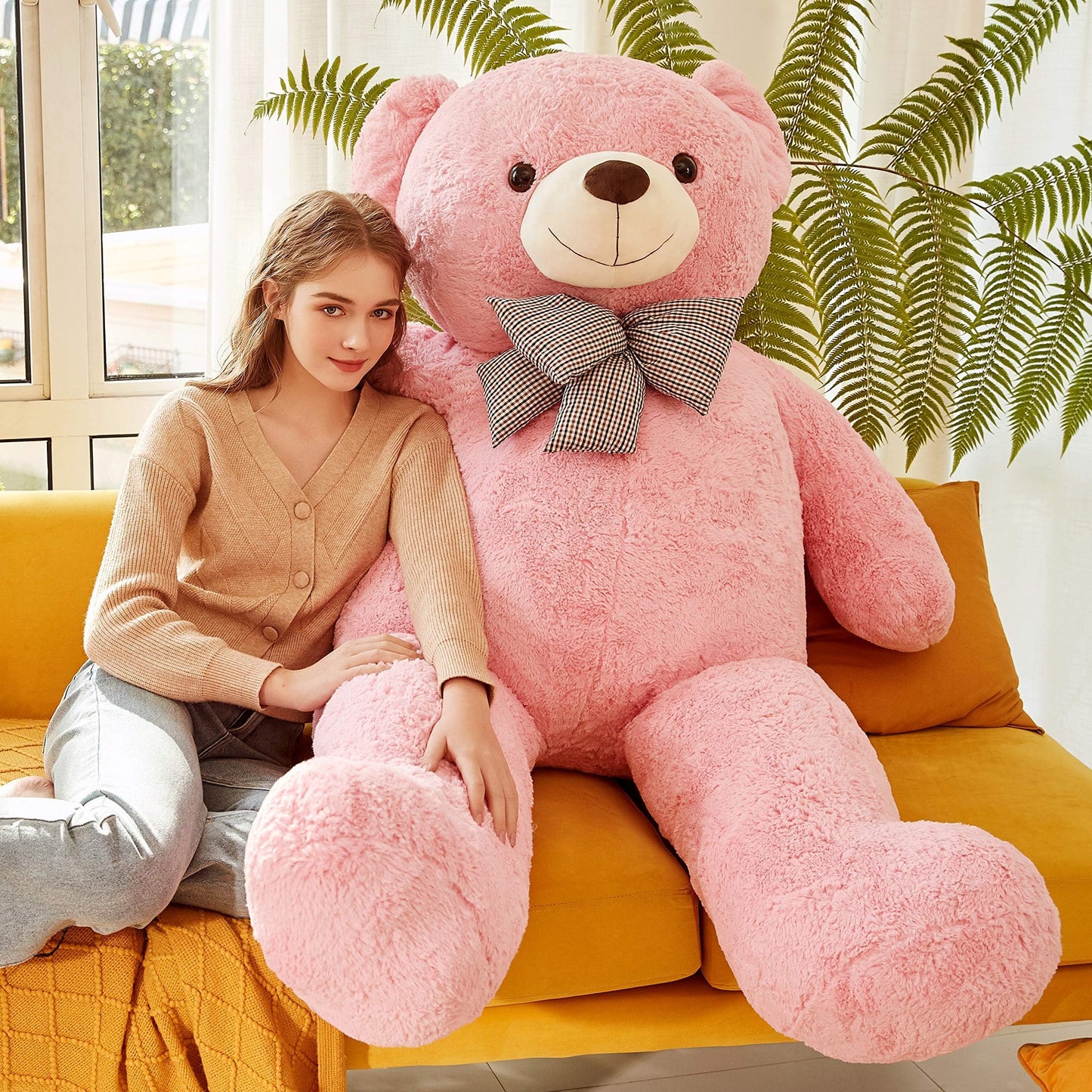 Ikasa Giant Teddy Bear Plush Toy Stuffed Animals (Pink, 59 Inches)