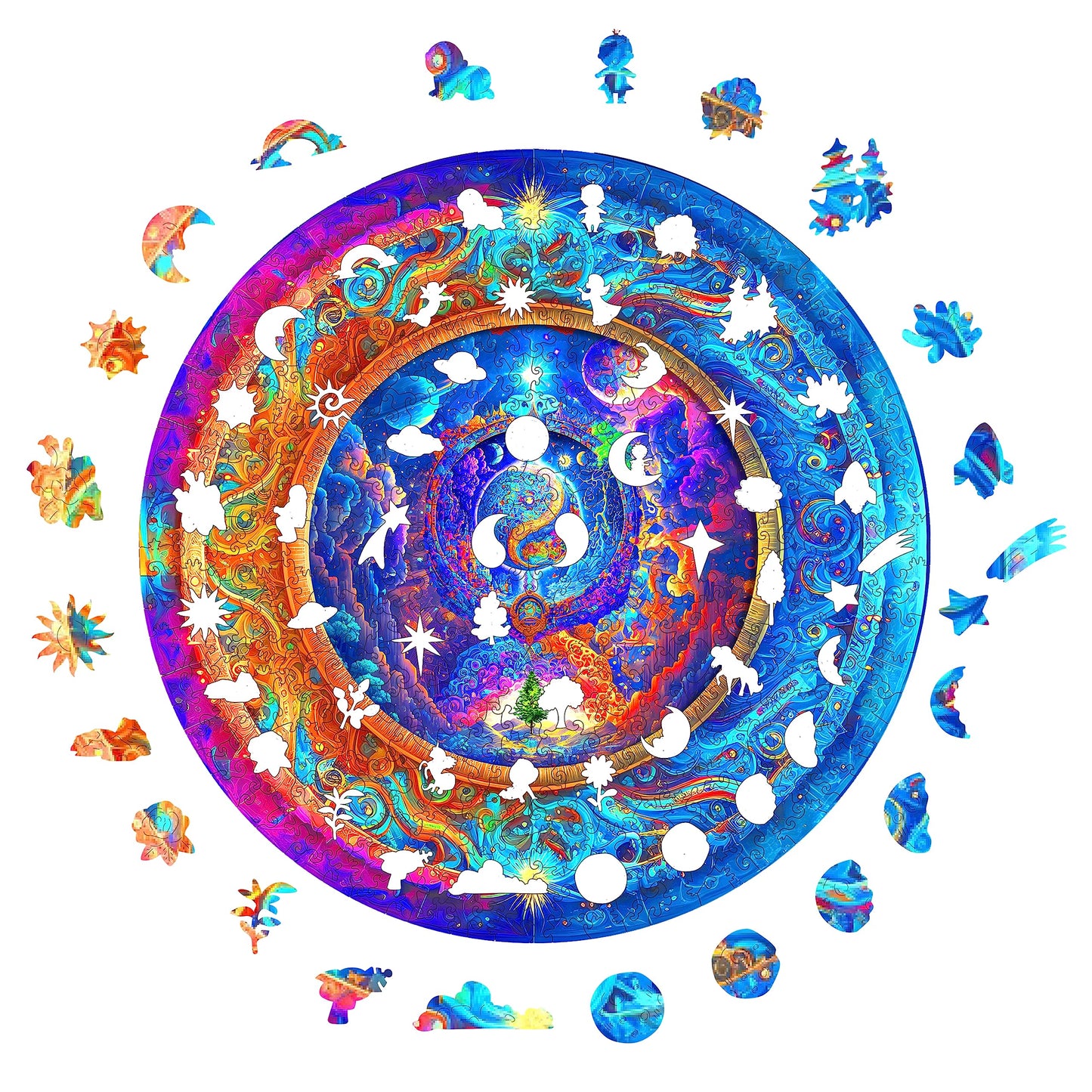 Mys Aurora Wooden Puzzles for mature-themeds Mandala enhanced Unique 300 Piece Medium Size 12.6 x 12.6 Jigsaw Puzzles Brain Teaser Puzzles  Beautiful Package  Best Gift for mature-themeds Family Games