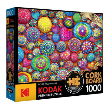 RoseArt 1000 Piece Mandala Stones Jigsaw Puzzle - Multi-colored, Premium Cork, Model 8721ZZC for Adults