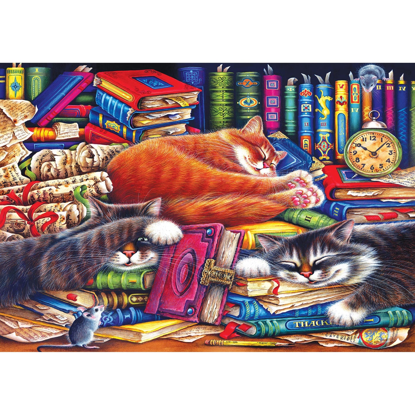 RoseArt - Kodak enhanced - The Old Book Shop Cats - 1500 Piece Jigsaw Puzzle for mature-themeds