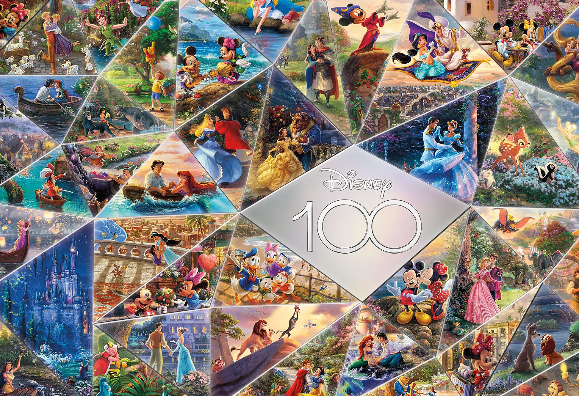 Ceaco - Disneys 100th Anniversary - Thomas Kinkade - 100th Anniversary Collage - 2000 Piece Jigsaw Puzzle-New