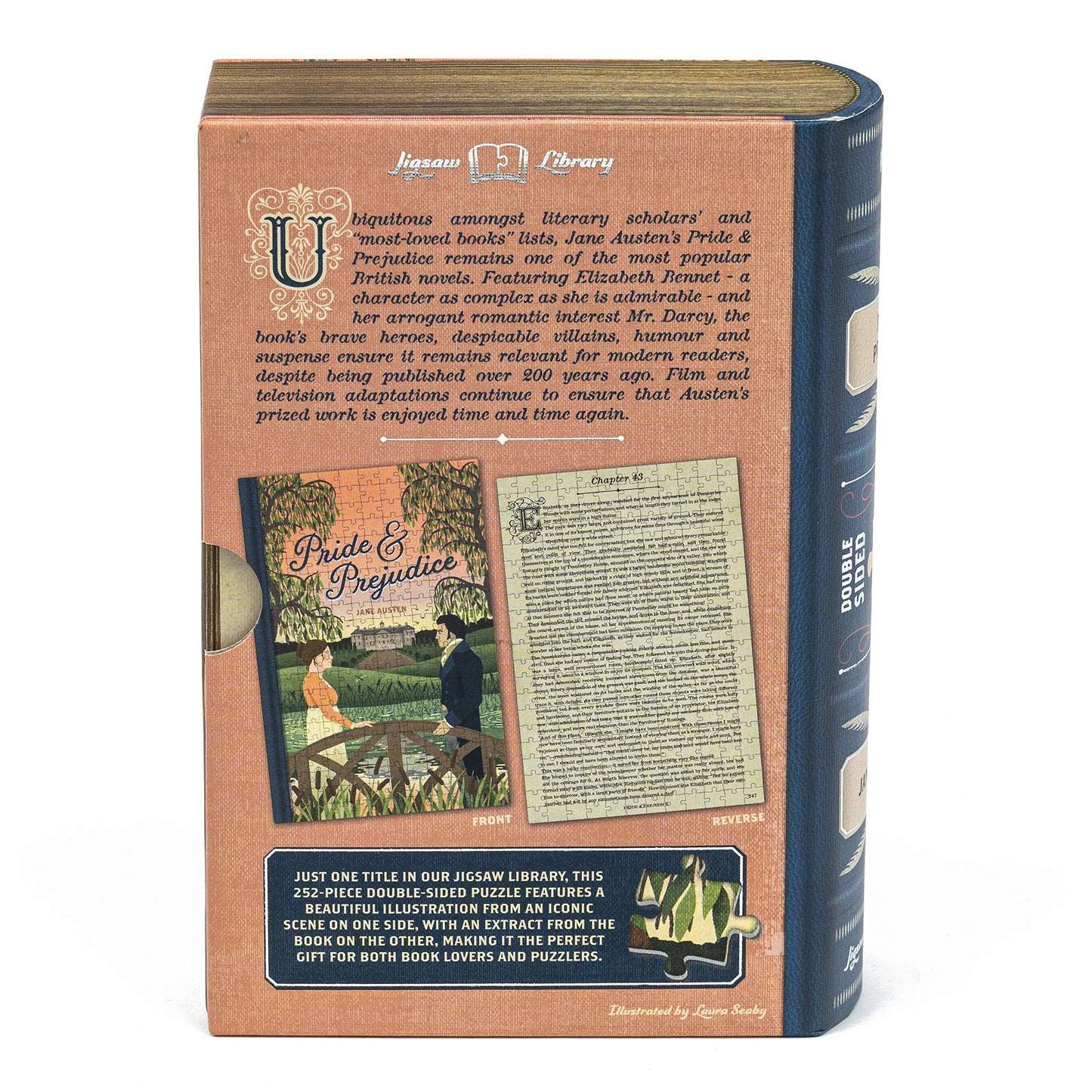 Professor Puzzle: Jigsaw Library - Pride & Prejudice - 252 Piece Double-Sided Puzzle, Illustrated Book Scene, 19.4x14.5, Collect