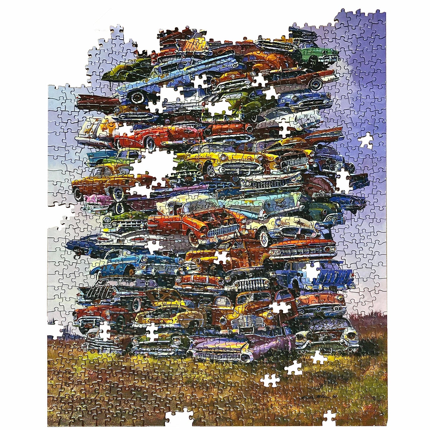 Tdc Games Classic Car Puzzle Fabulous 50S Junkpile By Dale Klee, 1000 Piece Jigsaw Puzzle For Kids And Adults, 26.75 X 19.25 Inches Educational Puzzles, Difficult And Challenging Classic Car Puzzle