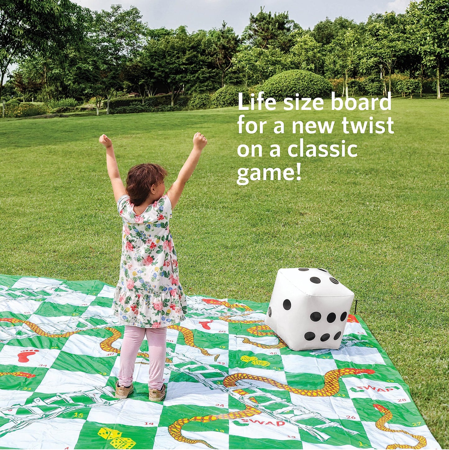 Upper Midland Products Giant Snakes & Ladders Game 9.8 X Foot Life Size Playing Mat With 8 Ground Pegs A Large Inflatable 15'' D
