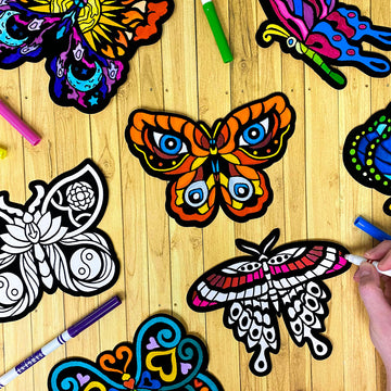Color Your Own Velvet Butterflies - 12 Pack - Beautiful Arts and Crafts Coloring Fun for All Ages - Decorate Your Room, Color wi
