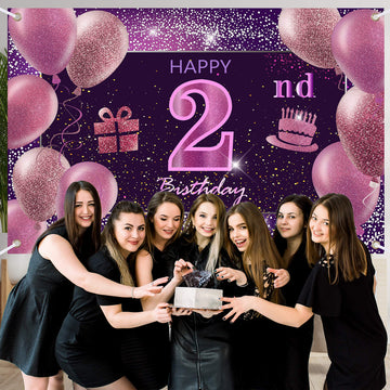 2Nd Birthday Decorations For Girls Imisi Happy Birthday Banner Pink Decorations For A Party Birthday Backdrop For Women