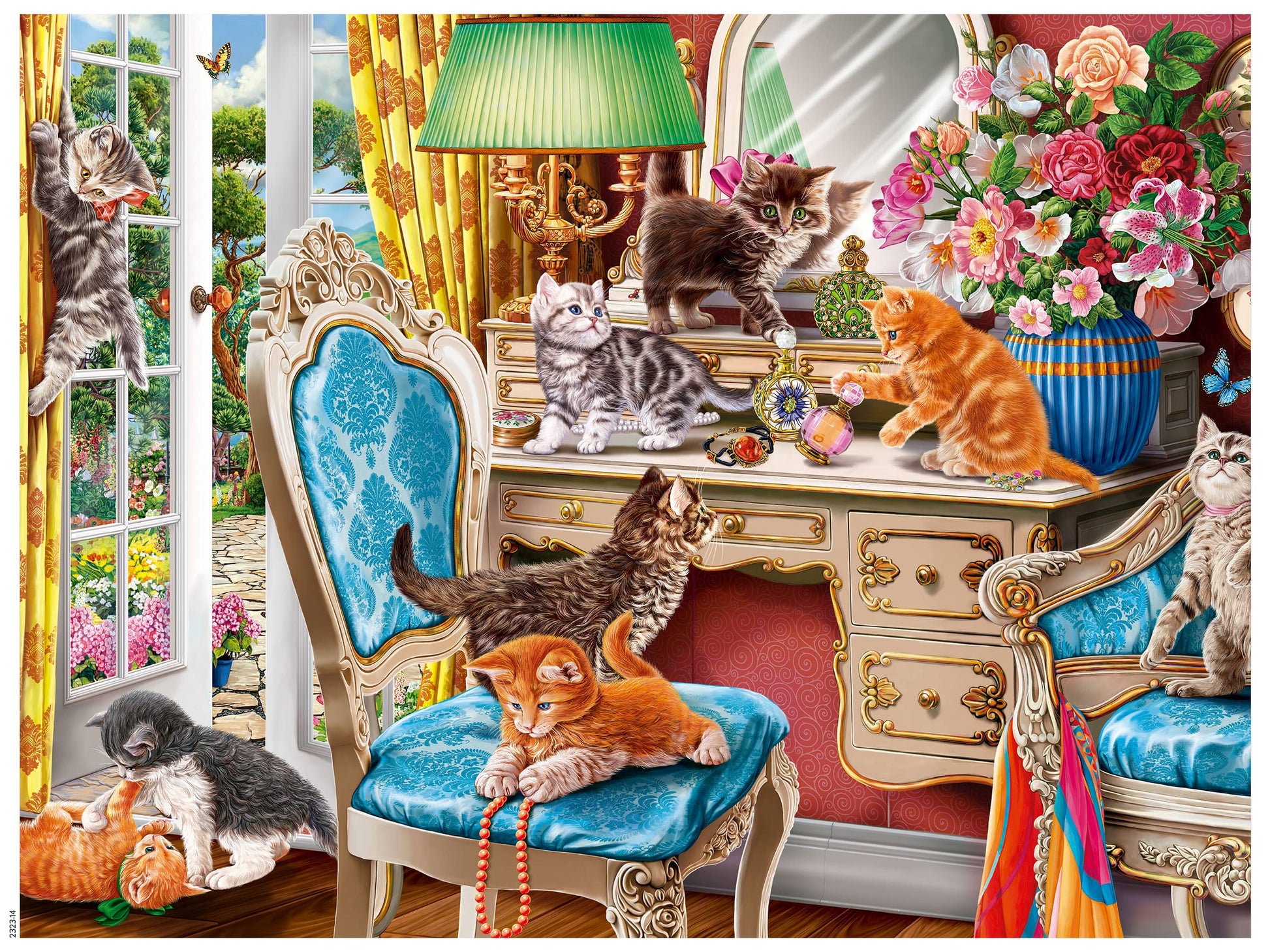 Ceaco - Paws Gone Wild - Kittens In The Bedroom - 550 Piece Jigsaw Puzzle